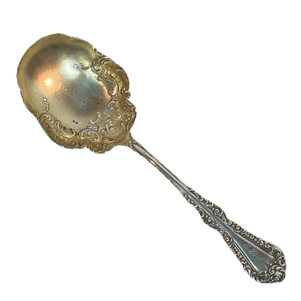 Rogers Serving Spoon PLYMOUTH Silverplate 8 5/8” c1897 Monogram Casserole
